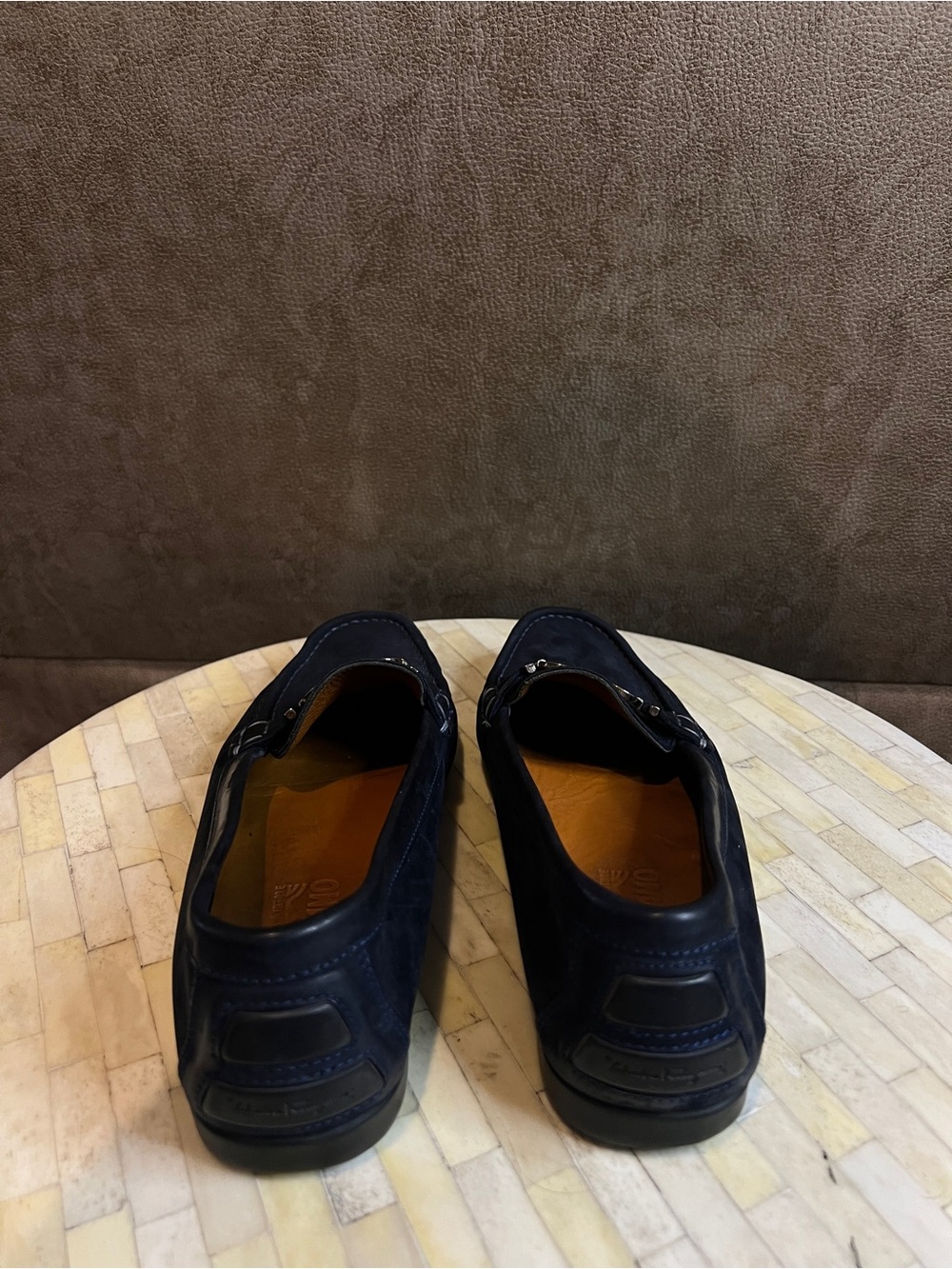 Ferragamo Women’s Navy Leather Loafers with Metal Bit - Picture 5 of 7